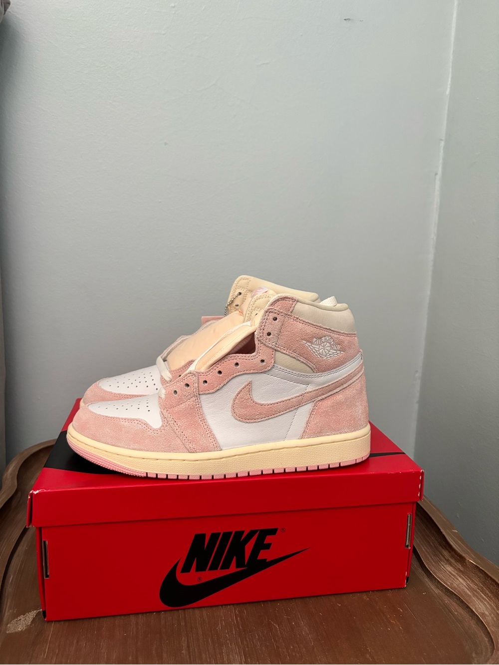 Nike Women's Pink and Cream High Top Sneakers